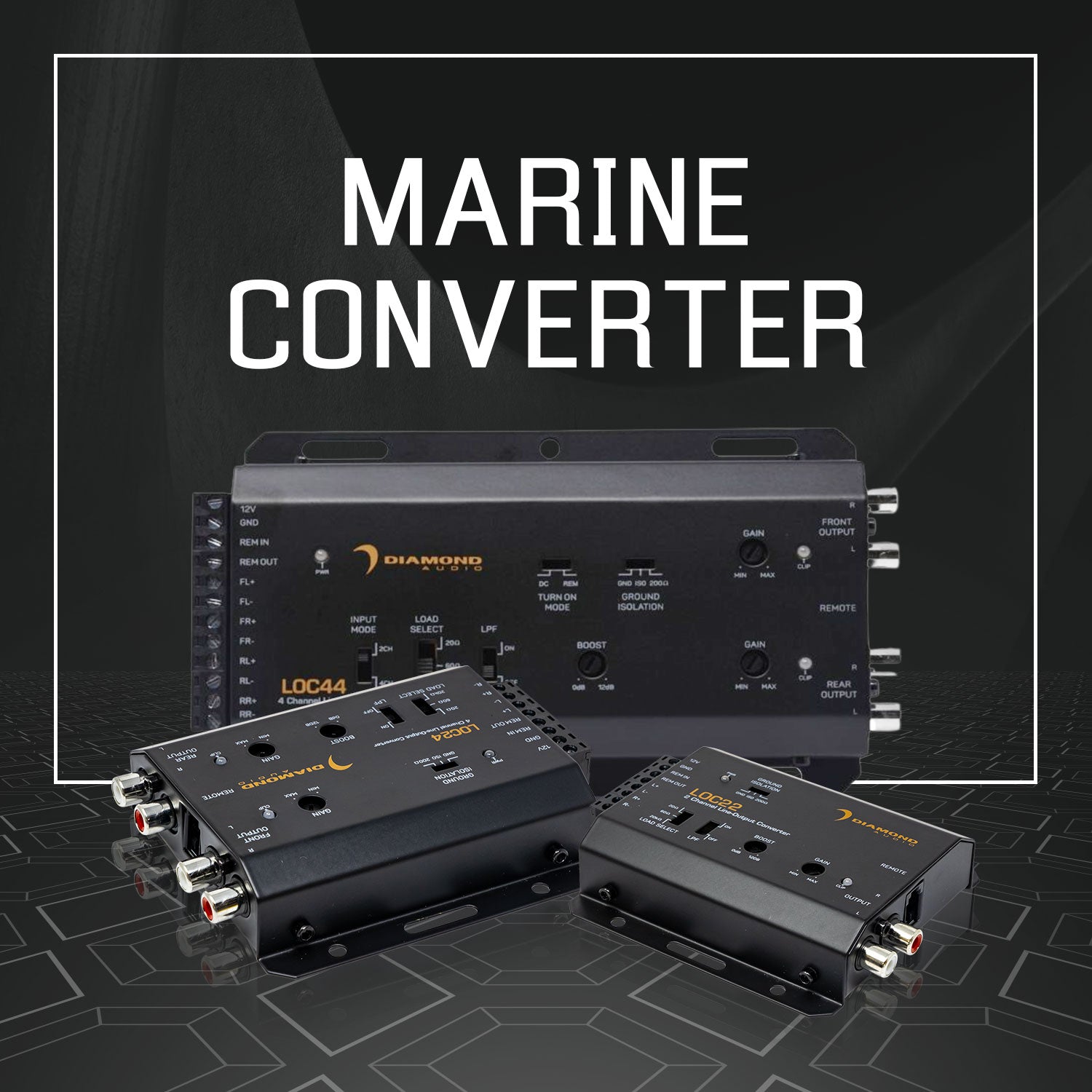 Collection of marine and boat audio system converters.