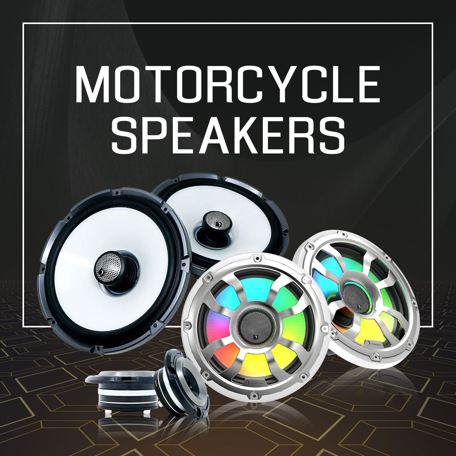 Collection of motorcycle speakers.