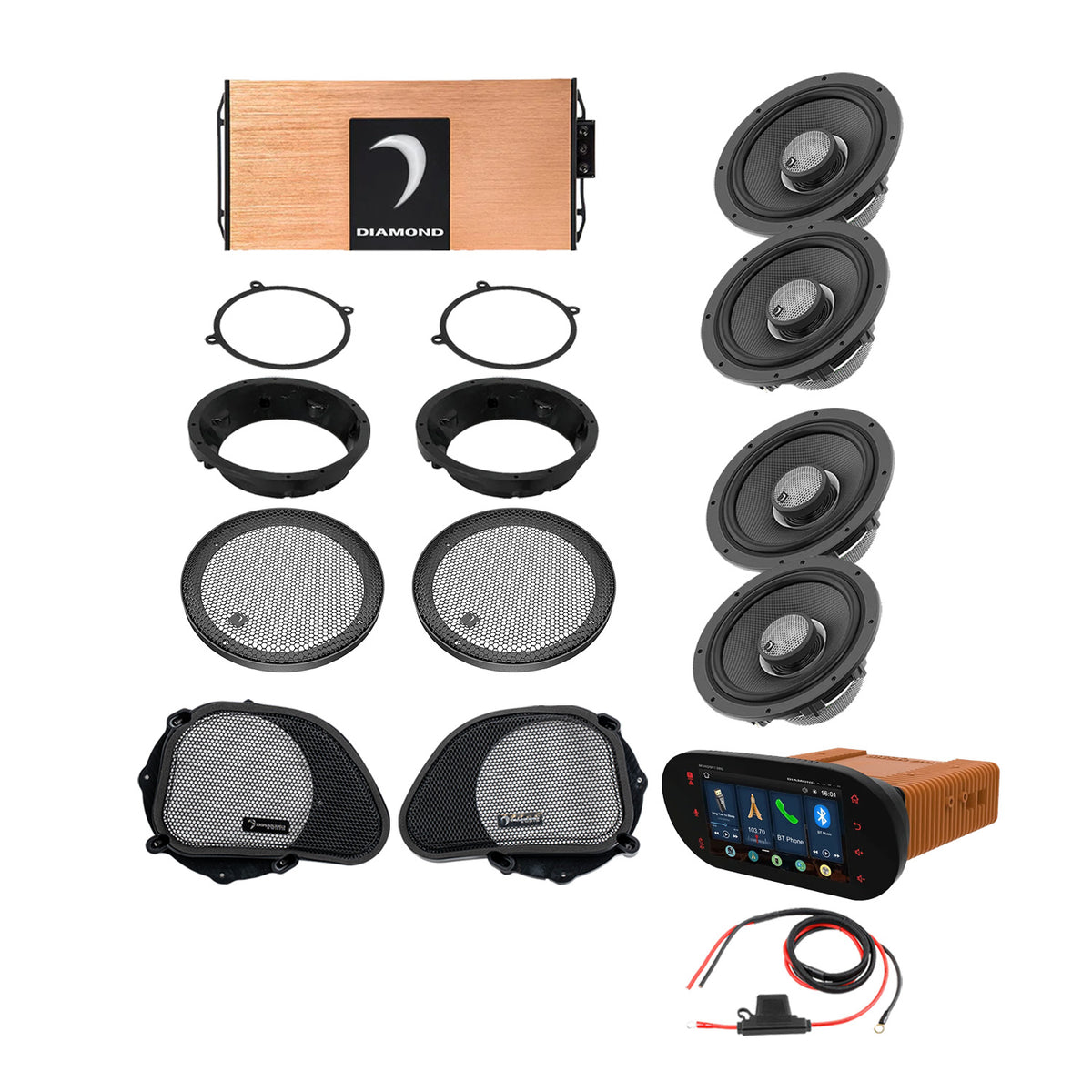 98 - 13 Harley Davidson® Road Glide 4-Speaker System - DA9813RGTP1R - DA9813RGTP1R - Diamond Audio