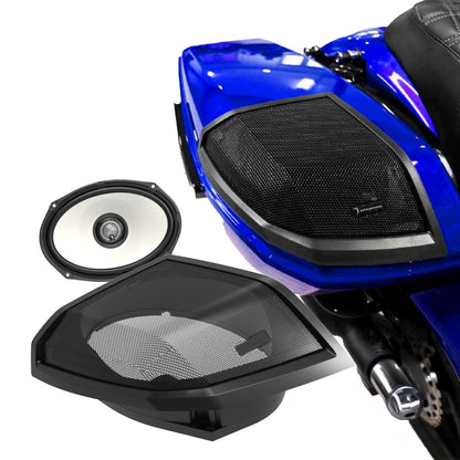 2024+ Harley Davidson® CUT-IN SPEAKER LID KIT WITH HXM69F2 6X9 2-WAY 2Ω SPEAKERS WITH RGB LIGHTING