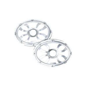 HXM69FGW - 6"x9" Flush Mount Speaker Grills Brushed Aluminum/White (Pair)