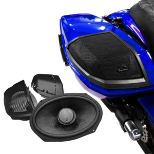 2024+ Harley Davidson Cut-In Speaker Lid Kit with HXM812F2BK 8x12" Waterproof 2-Way Speakers (2Ω) – MSHXM812F2BKLK24