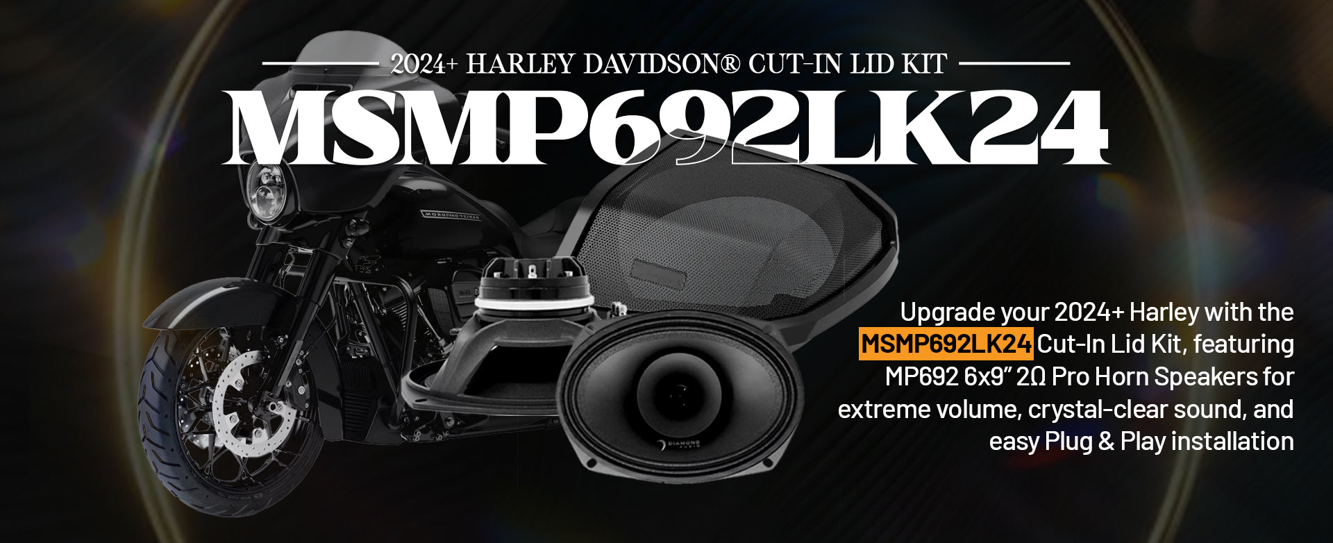 Harley Davidson® Cut-In Lid Kit with MP692 Speakers (2Ω)